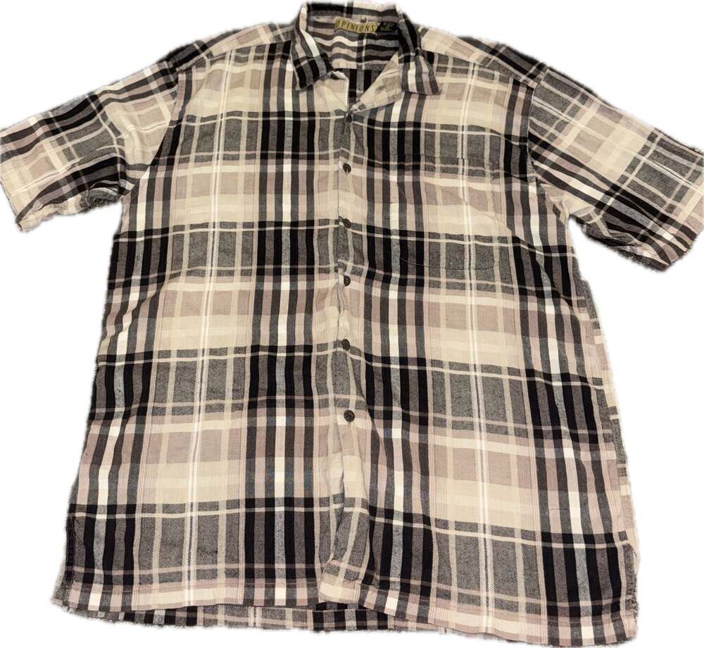 Vintage Opinions Men's Short Sleeve Plaid Button Down Shirt Size XL